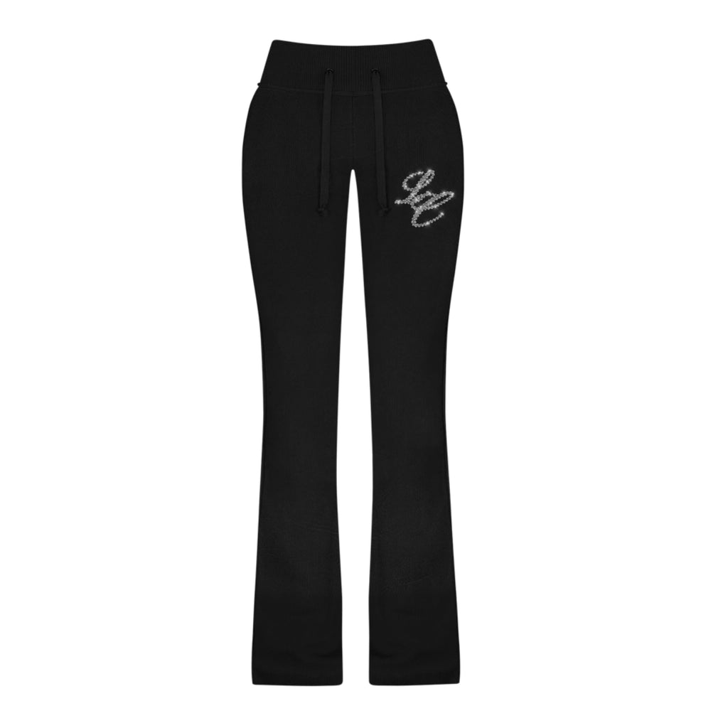 Women’s Rhinestone Flare Joggers (Black)