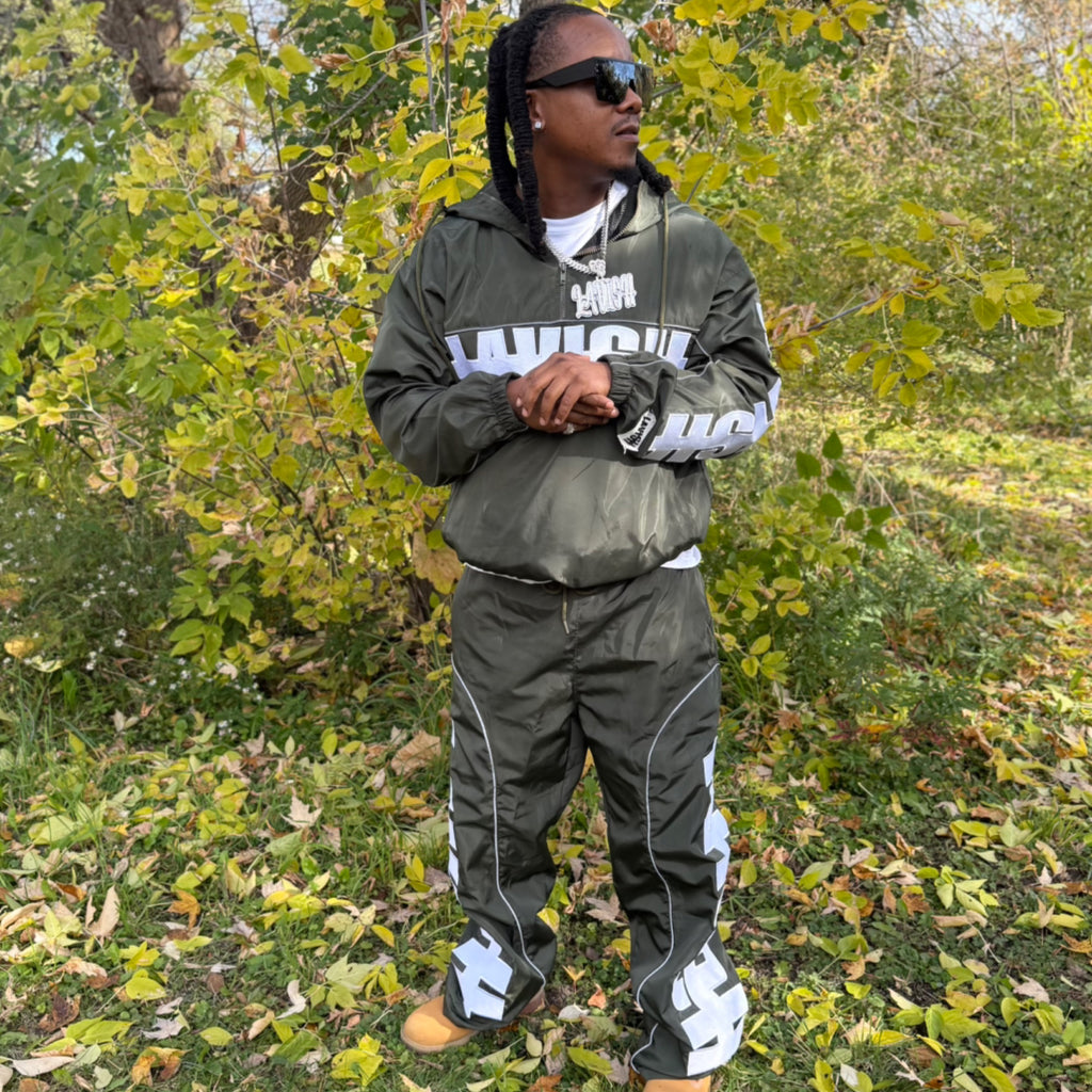 Olive Green Windbreaker Pants